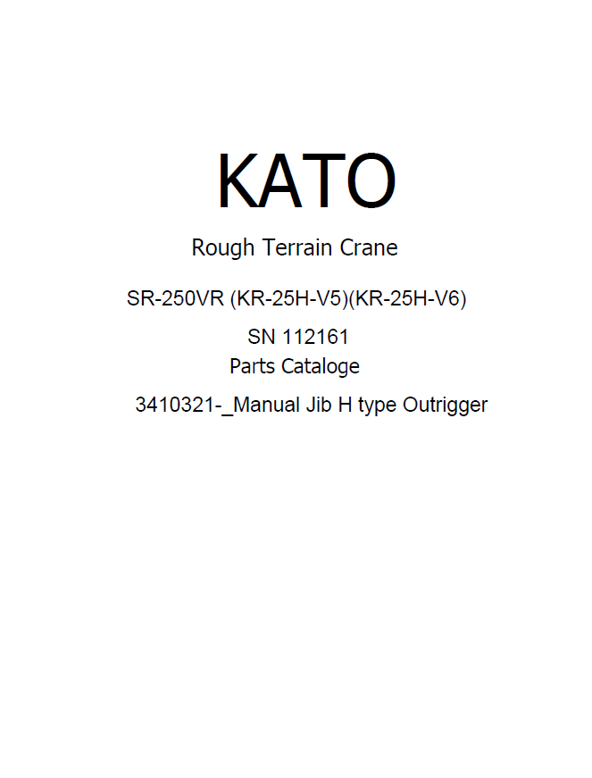 Kato SR-250VR Terrain Crane Set of Parts Catalog in PDF